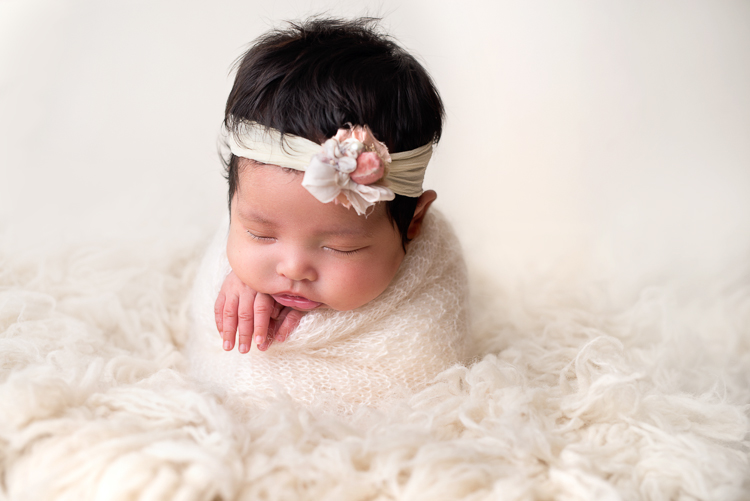 San Diego Newborn photographer. 5 weeks old baby. Potato Sack Pose