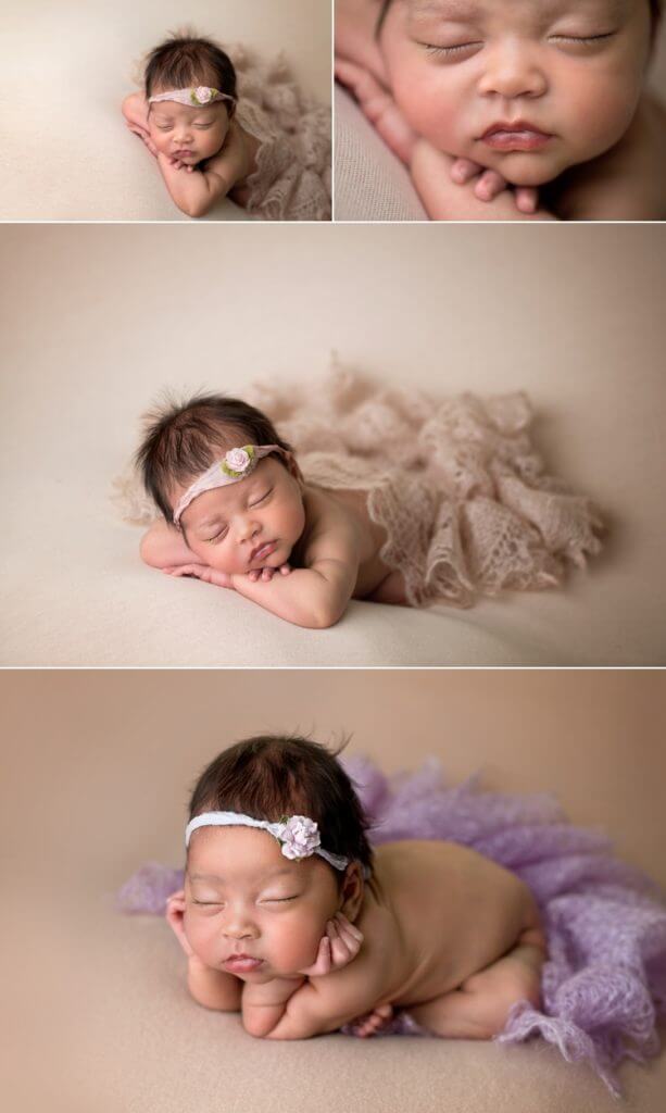 angela beransky photography san diego newborn baby photographer newborn baby on the blanket chin pose 