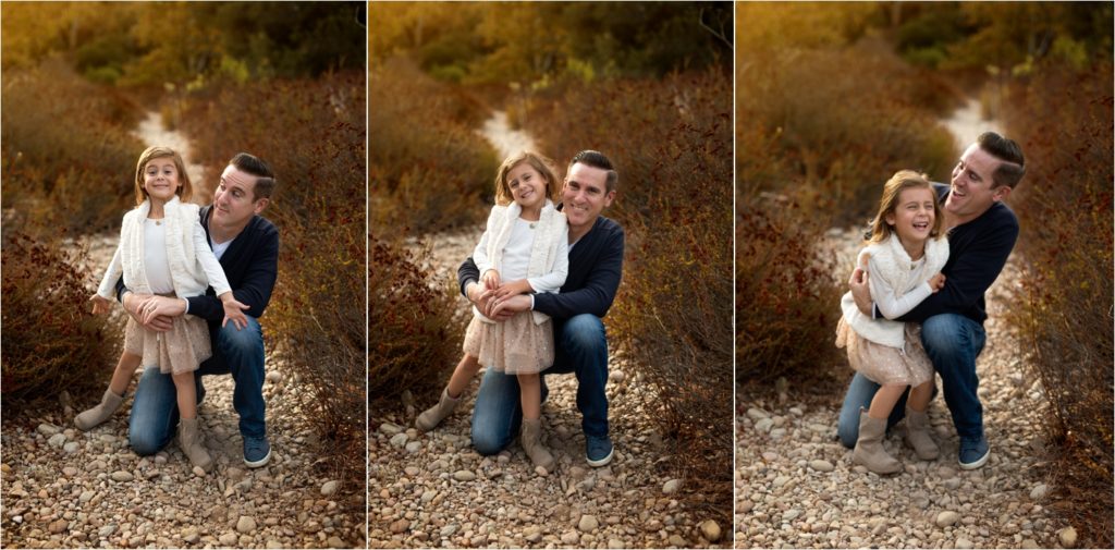 San Diego Family photographer, San Diego Newborn Photographer. Marian Bear park. Family of three. father and daughter posing for family portraits