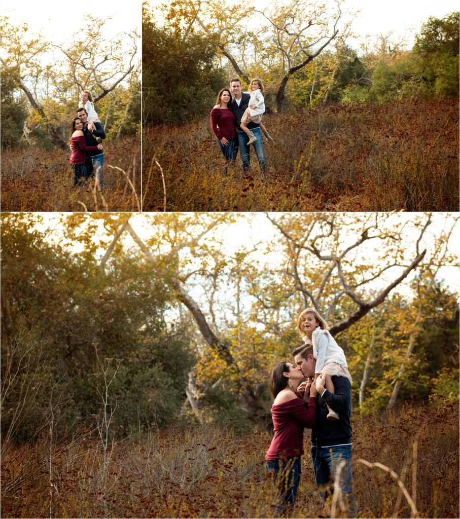 San Diego Family photographer, San Diego Newborn Photographer. Marian Bear park. Family of three. little girl on dad's shoulders