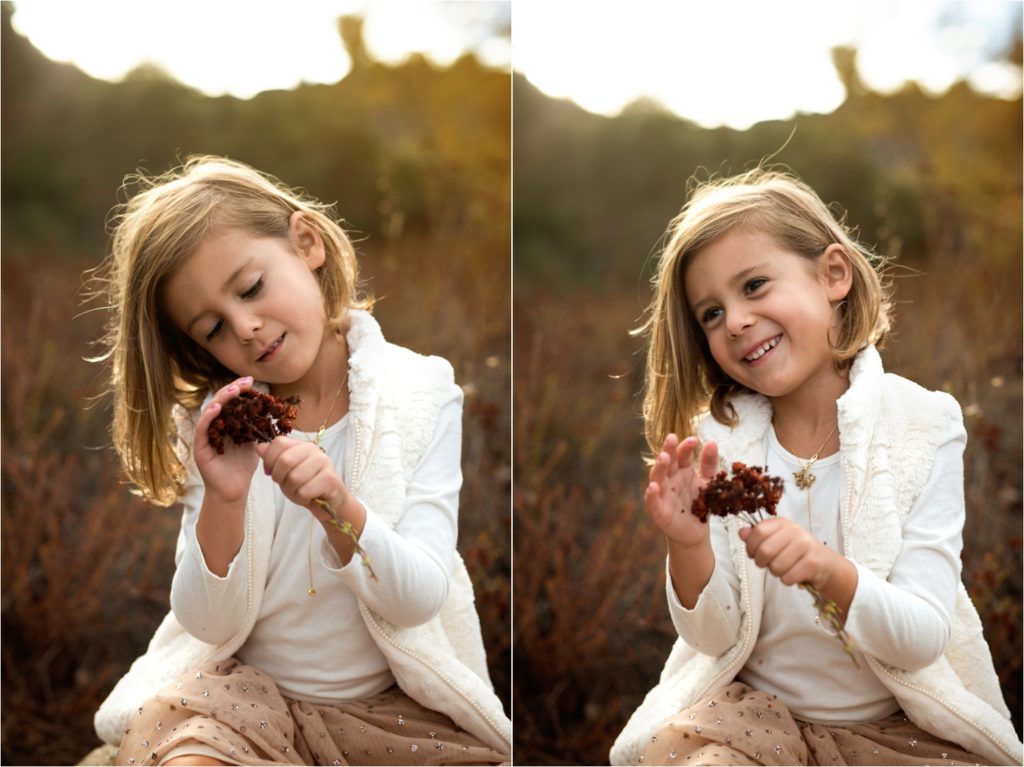 San Diego Family photographer, San Diego Newborn Photographer. Marian Bear park. Family of three. girl with flowers