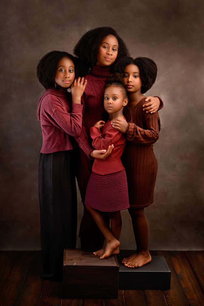 fine art portrait of four african american sisters by best san diego family photographer